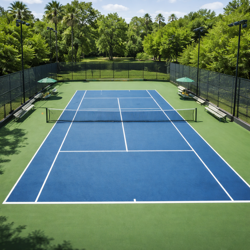 tennis court construction with synthetic sports flooring by- YNextGen