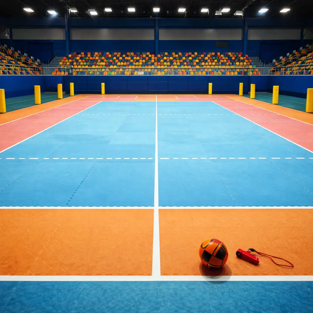 kabaddi court construction with PU rubber and synthetic mat flooring by YNextGen