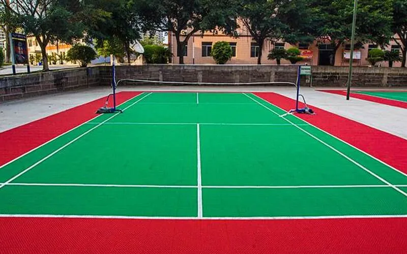 Pickleball Court vs Tennis Court size and layout comparison with sports court flooring