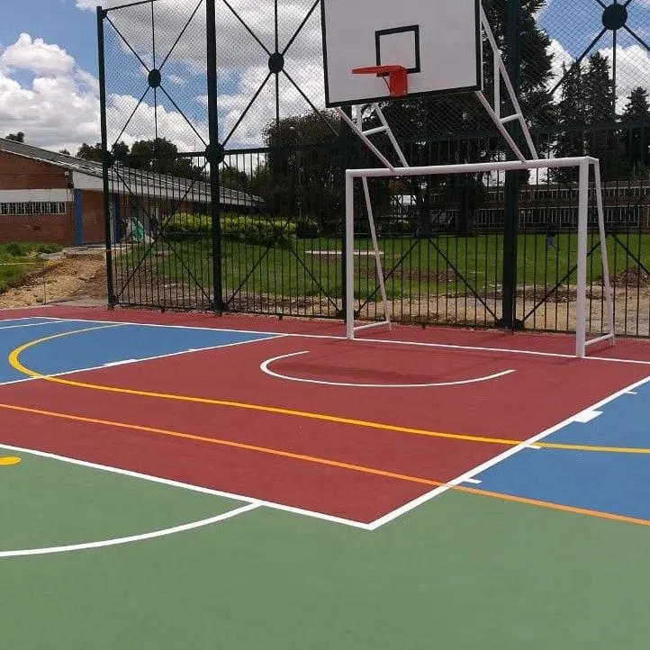 Outdoor Multi-Sport Court with Basketball Setup