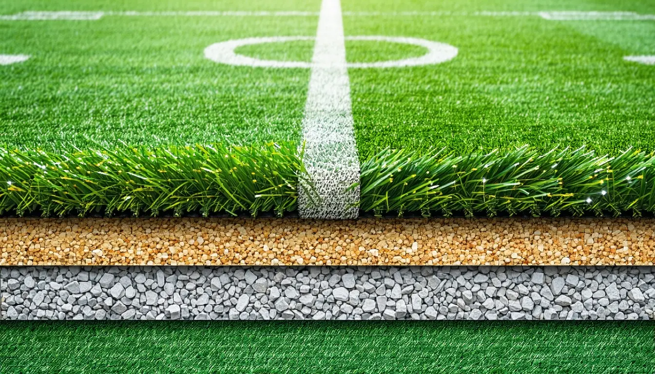 artificial turf layers installation base system sports flooring India cross section