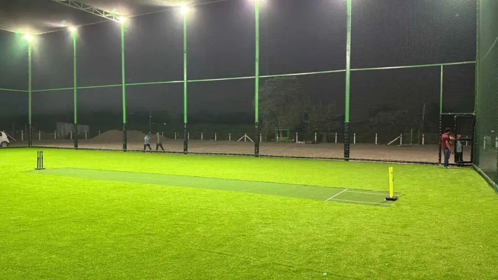 cricket box net artificial turf pitch construction India practice cricket ground