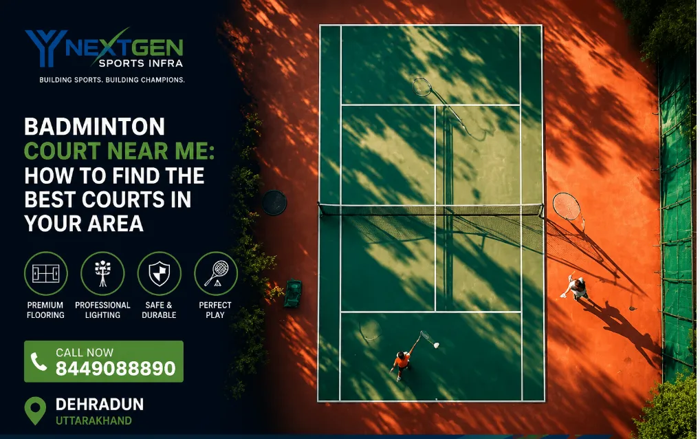 Professional outdoor badminton court in Dehradun Uttarakhand with premium sports flooring by YNextGen Sports Infra