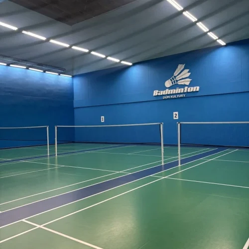Indoor badminton court construction with PU flooring for schools and defence establishments in India