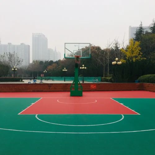 High-performance acrylic basketball court constructed for schools and residential projects in India