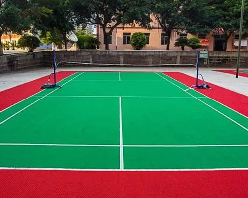 Pickleball Court vs Tennis Court size and layout comparison with sports court flooring