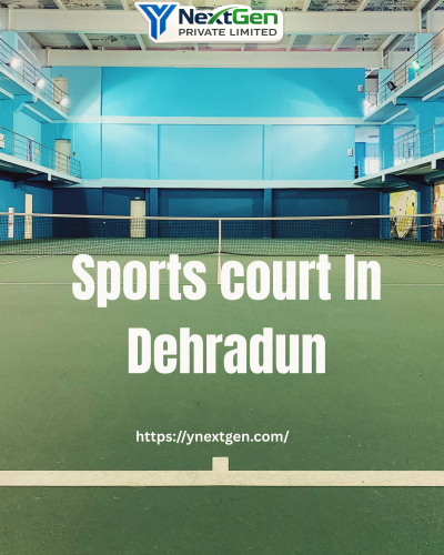 Indoor sports court in Dehradun with synthetic flooring and net setup