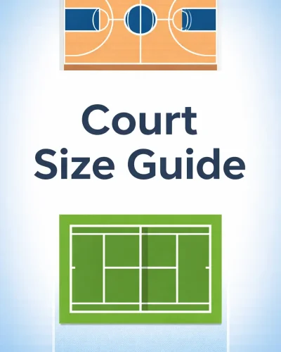Court size guide showing basketball and tennis court dimensions with layout design for sports infrastructure planning